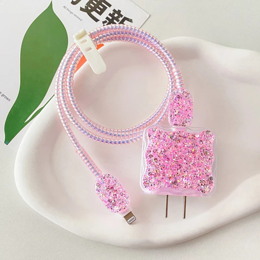 Pink Glitter iPhone Charger Cable Protector P29